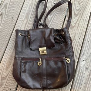 Perlina dark brown leather backpack